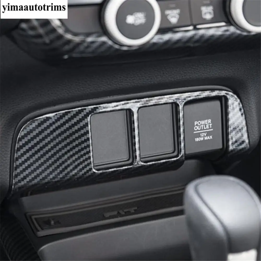 Dashboard Air AC Vent / Steering Wheel / Head Light Lamp Cover Trim For Honda Fit Jazz GR 2020 - 2022 Carbon Fiber Accessories