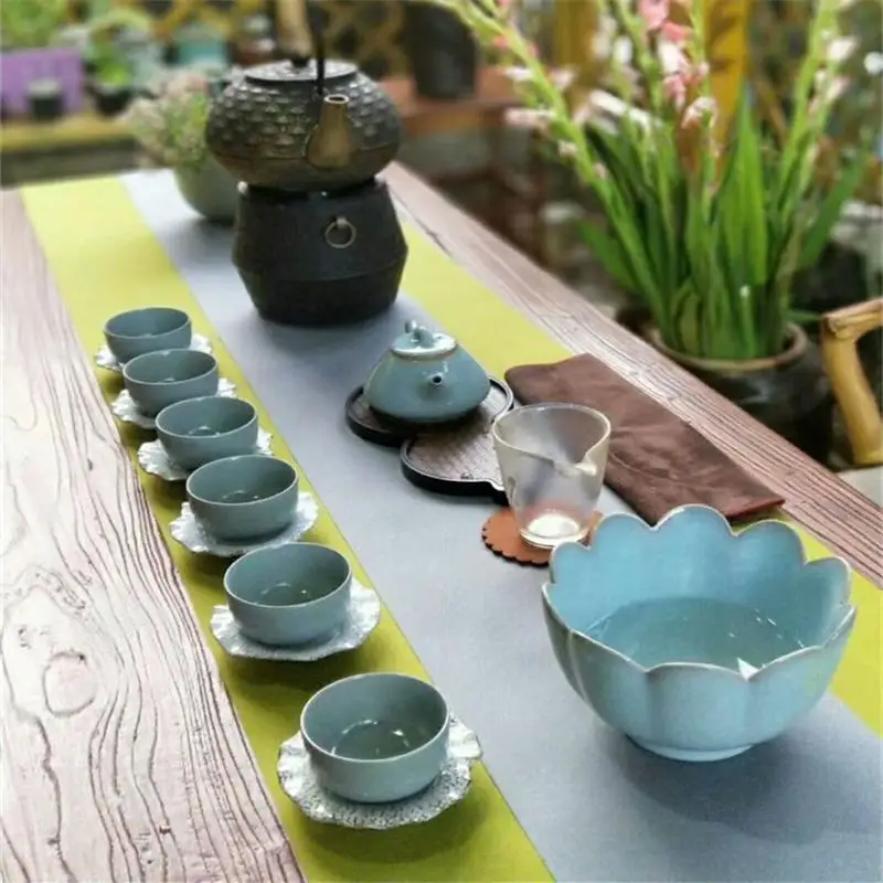 Waterproof Fiber Cotton Table Runner Simple Solid Color Table Cloth Christmas Wedding Party Restaurant Tea Table Decor Flag