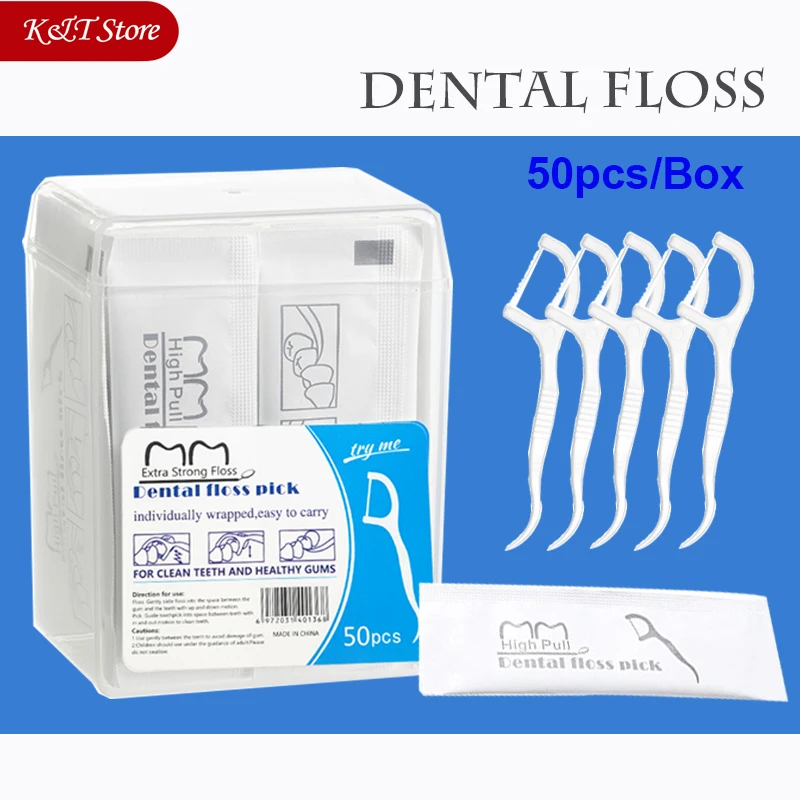 50~600pcs portable dental floss teeth sticks oral care hygiene toothpick individual package Polyethylene dental flosser with box