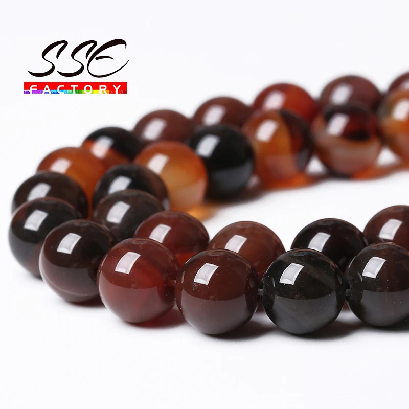 Natural Brown Agates Stone Beads Round Beads For Jewelry Making DIY Bracelets Necklaces Accessories 4 6 8 10 12MM 15\