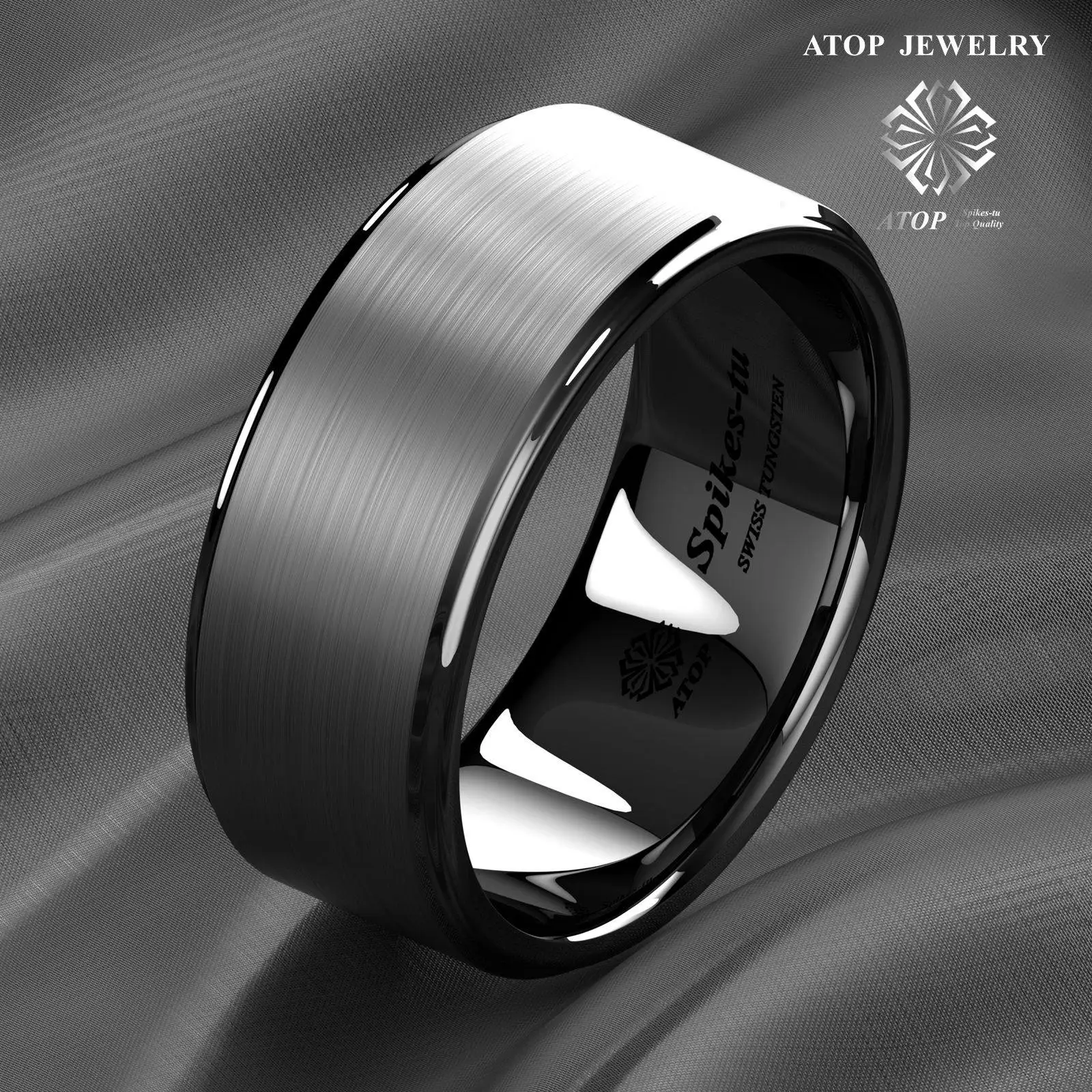 8mm Black Brushed Titanium Color Tungsten ring Men\'s Jewelry Wedding Band Ring  Free Shipping