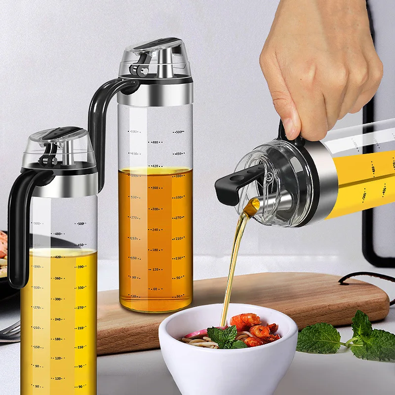 Cooking Seasoning Oil Bottle Sauce Glass Olive Vegetable Oils Storage Dispenser Kitchen Leak-Proof Vinaigrette Drip Gadgets