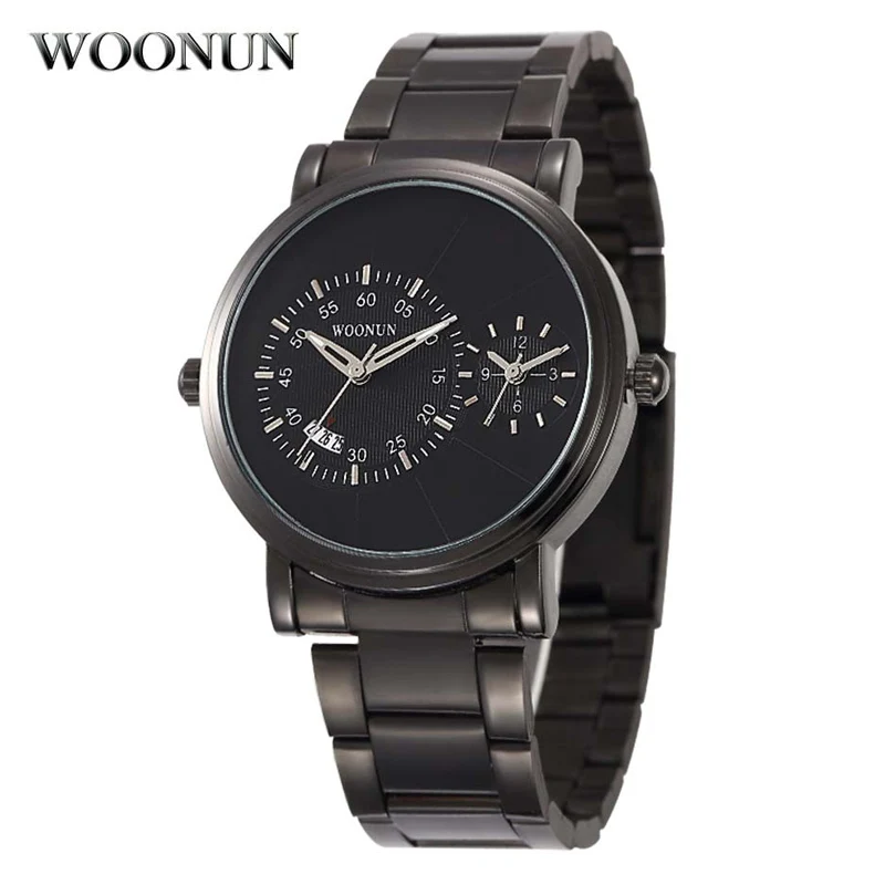 

2020 New Men Watches Men Sports Watches Quartz Black Stainless Steel Wristwatches Men Water Resistant Dual Dial Watches Gifts