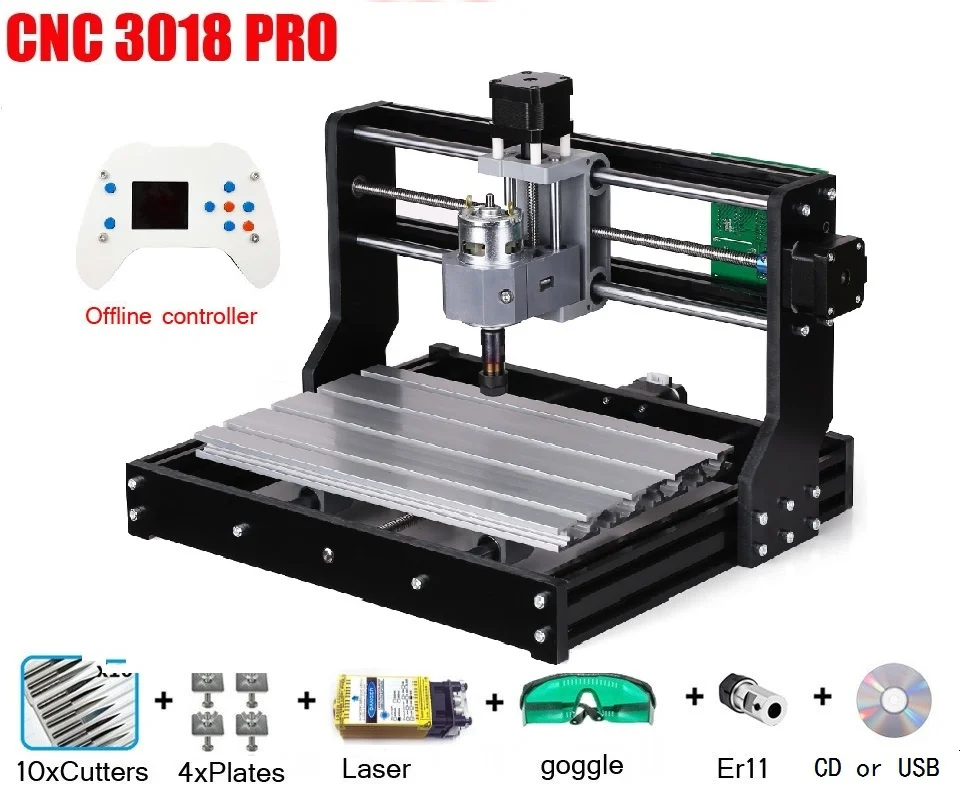 CNC 3018 PRO Laser Engraver Wood CNC Router Machine GRBL ER11 Hobby DIY Engraving Machine for Wood PCB PVC Mini CNC3018 Engraver