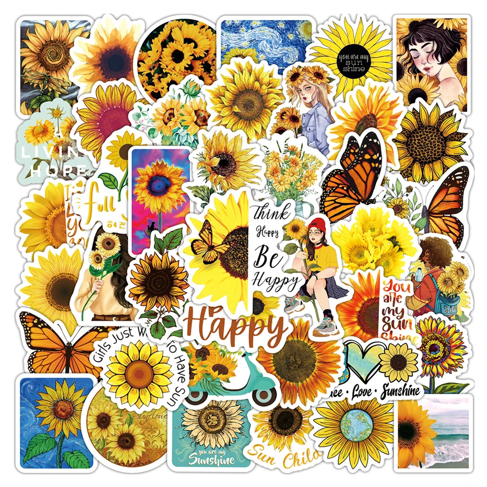 

10/30/50PCS You Are my Sunshine Sunflower Graffiti Stickers DIY Travel Luggage Phone Guitar Laptop Fridge Cartoon Decal Sticker