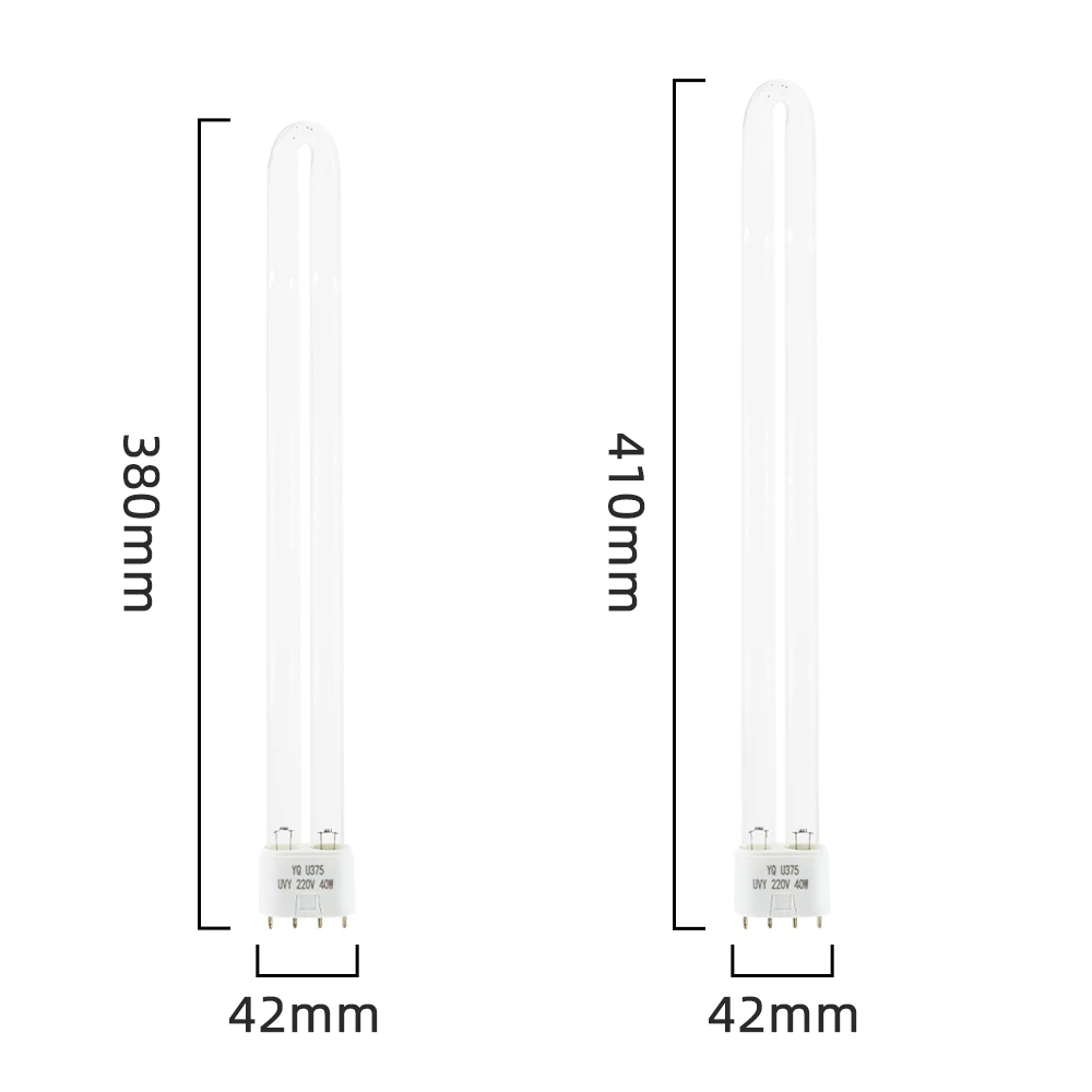 AC220V High Ozone UVC Sterilizing Lamp Tubes 38W Ultraviolet Germicidal Lamps 2G11 UV Disinfection Spare Light Tube  253.7nm