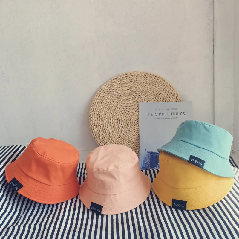 Fashion New Kids Baby Bucket Hats Solid Color 2-3-4-5 Years Boys Girls Sun Sunshade Cap Outdoor Panama Beach Children Basin Hat