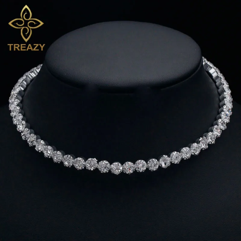 TREAZY-gargantilla de cristal con diamantes de imitación para mujer, accesorios de boda, gargantillas de cadena de tenis, joyería para mujer