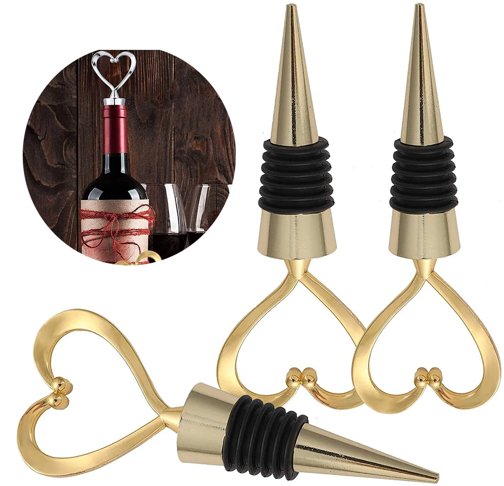 Bouchon de bouteille de vin en forme de cœur, outils de bar multicolores en alliage de zinc, bouchon de liège, bouchon de bouteille, bouchon de versement, décoration de fête