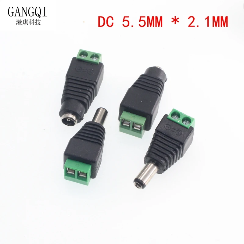 

5.5mm x 2.1mm Female Male DC Power Plug Adapter for 5050 3528 5060 Single Color LED Strip and CCTV Cameras DC Power Plug Adapter