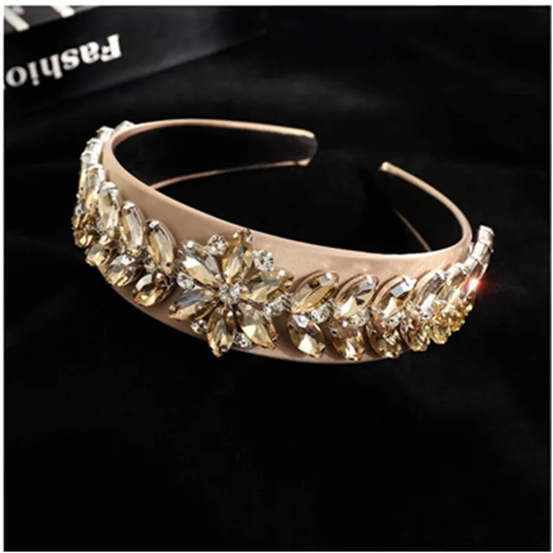 Baroque Style Crystals Headband Hair Jewelry for Women Handmade Diamonds Hairband Ladies Headpiece Adults Party Head Band