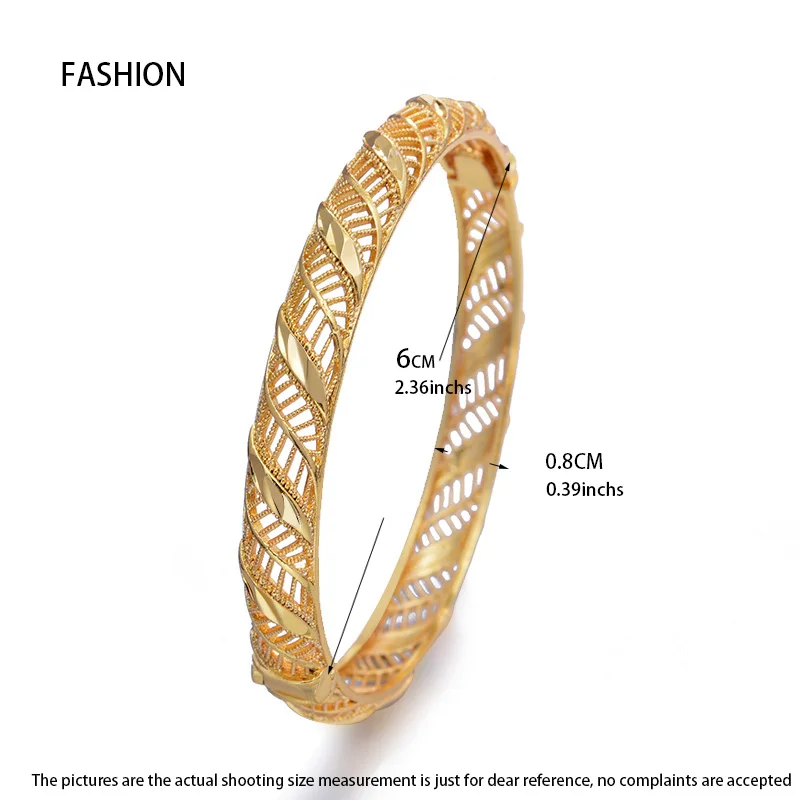 Wando 24K 1Pcs Can Open Dubai Arab Kuwait  Gold Color Bangles For women Girl  Arabic middle East bride Bangles African jewelry