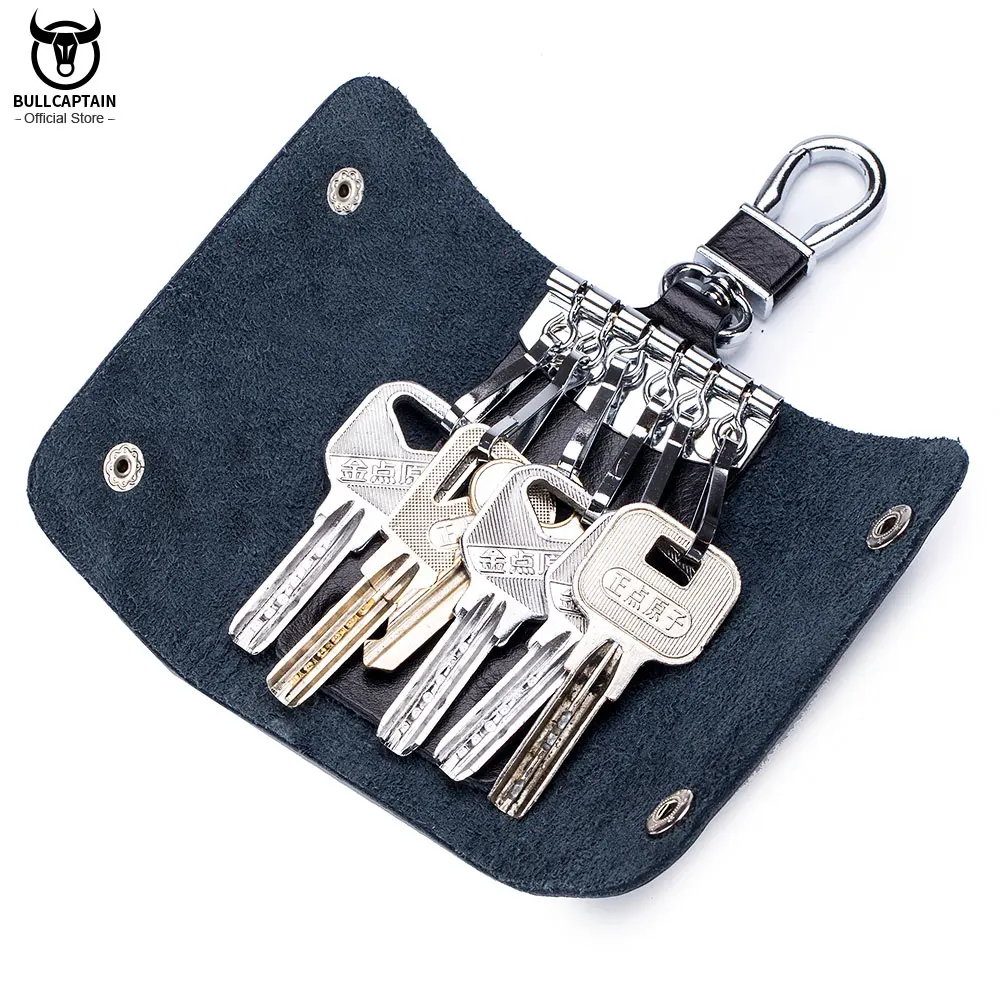 

BULLCAPTAIN Cow Leather Men Women Key Bag Small Business Kay Case man Housekeepers Fashion Decorative Bags High Quality Keychain