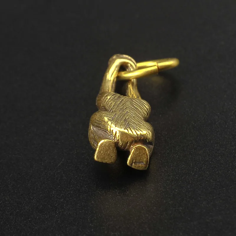 Brass Mini Monkey Key Chains Pendants Creative Animal Copper Handmade Car Keychain Charms Long Arm Monkey Gifts Vintage Keyrings