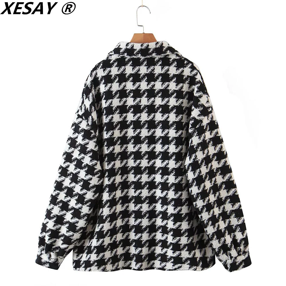 XEASY giacca da donna giacca da donna a quadri oversize giacca da donna 2021 autunno camicia calda tasche per cappotto giacche Cardigan Casual