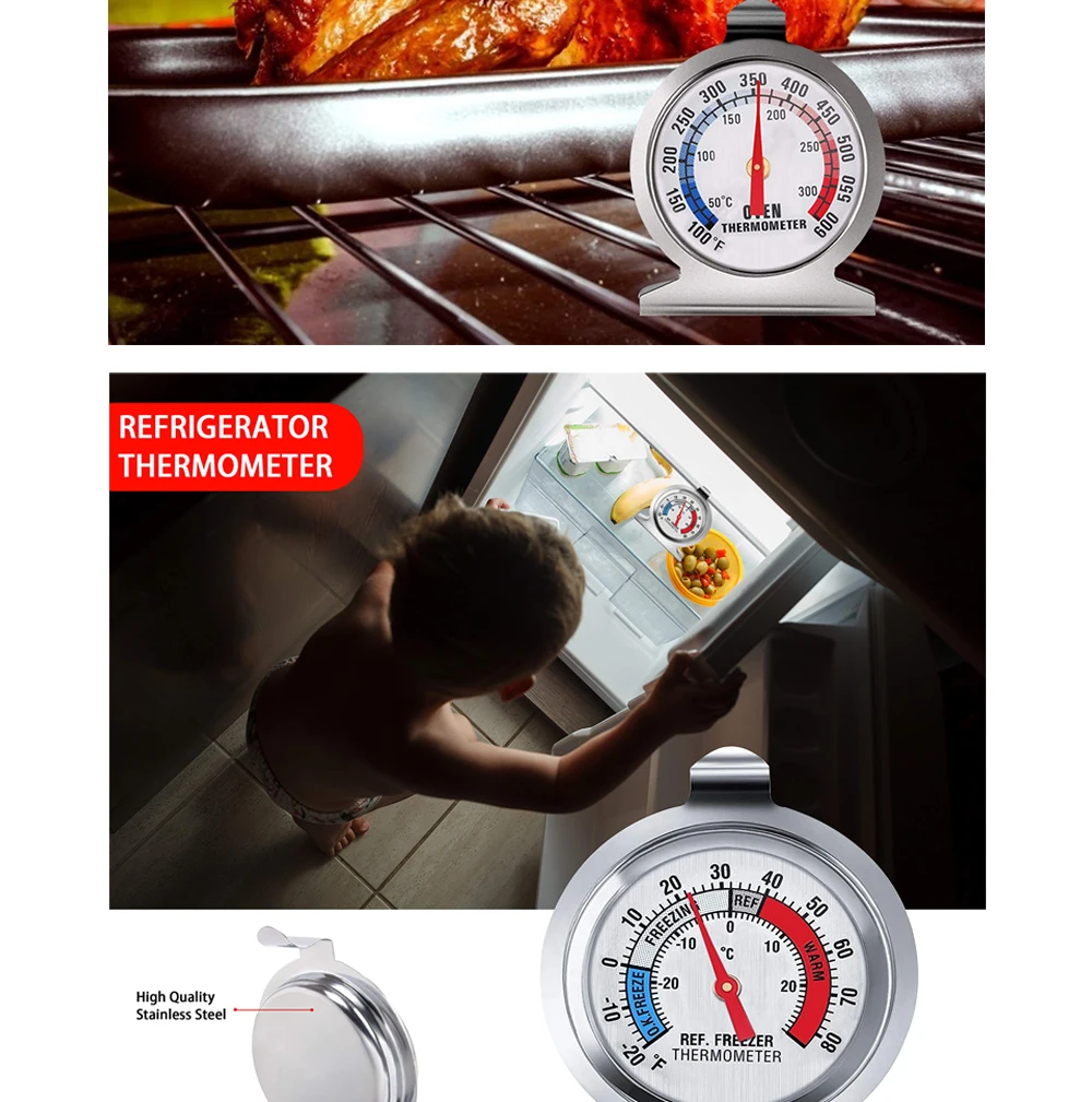 1PCS Gefrierschrank Ofen Thermometer Bbq Grill Temperatur Gauge Beste Genaue Edelstahl Sicher Herd Thermo Meter Backen Werkzeuge – Detail 15