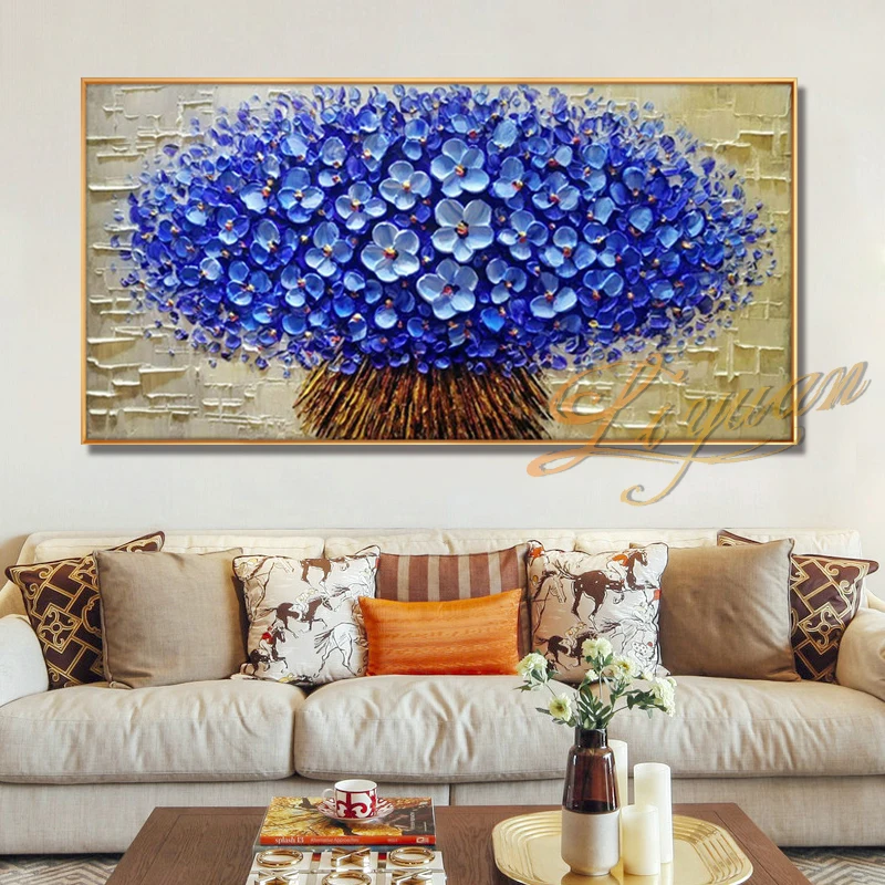 Modern Handpainted Abstract Large Tree Flower 3d Oil Painting On Canvas Home Decor Wall Art Picture For Living Room