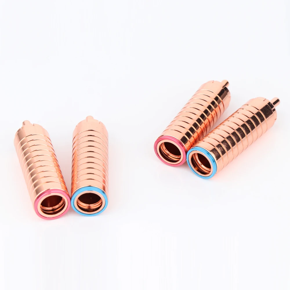 Latão com conector RCA banhado a cobre Solda de áudio Plugue RCA de 8 mm Cabo de áudio fono Plugue macho RCA