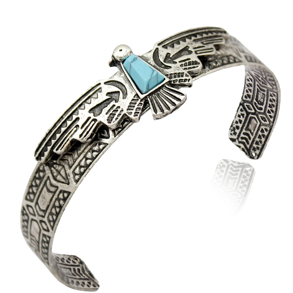 Vintage złoto posrebrzane Tribal Antique Carve Eagle bransoletki dla kobiet bransoletki Pulseiras mankiety moda męska biżuteria akcesoria