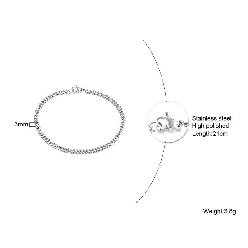 Men's Bracelet Cuban Link Bracelets Stainless Steel Brazalets Men Miami Chain Bracelet Male Jewelry image 5