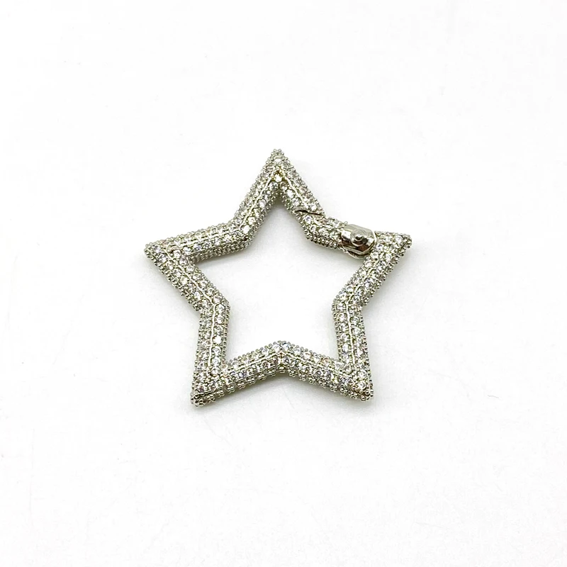 5pcs/lot High Quality Jewelry Making Gold Filled Cubic Zircon Star Clasp