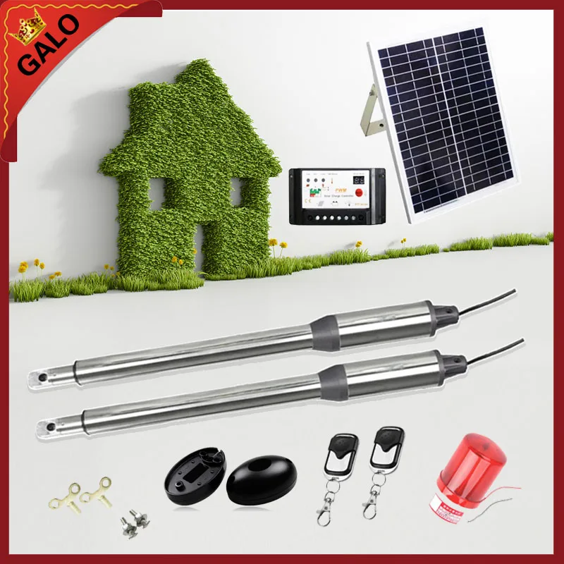 

20W 17V Solar Panel Power System Linear Actuator Swing steel wooden Gate Opener DC24V Motor(photocell+lamp button gsm optional)