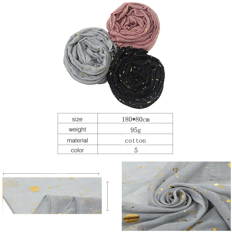 10 Colors Fashion Bronzing Gold Moonlight TR Shawl Scarf Lady High Quality Soft Thin Pashmina Stole Bufandas Muslim Hijab Sjaal