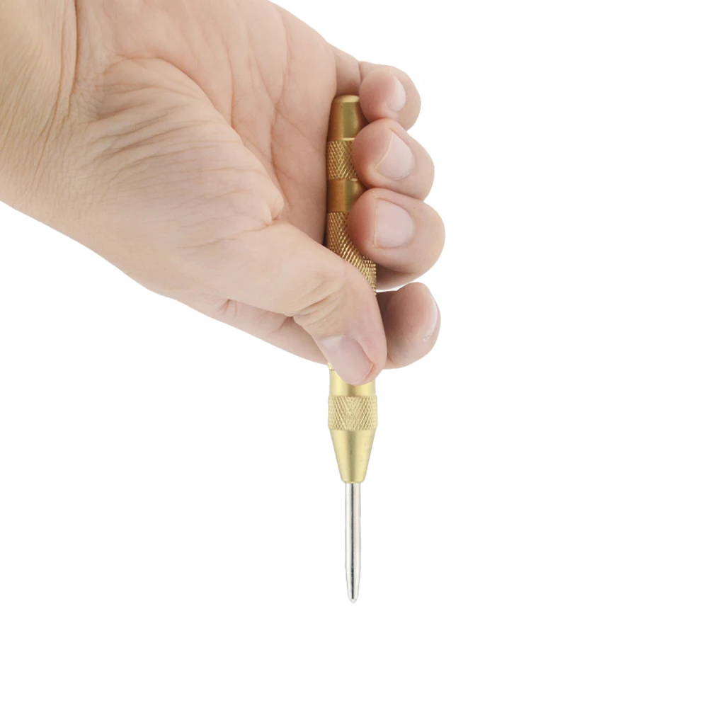 1PCS 5-inch Automatic Center Pin Spring Loaded Mark Center Punch Tool Wood Indentation Mark Woodworking Tool Bit