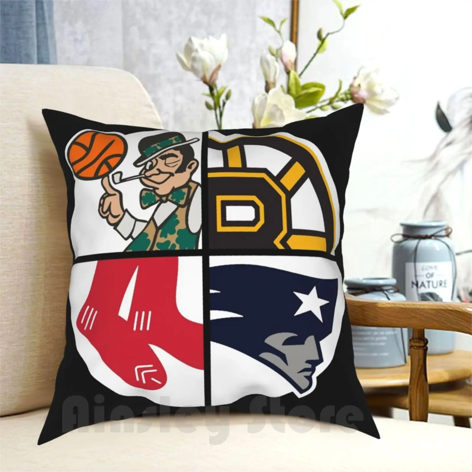 Boston Sports Pillow Case Printed Home Soft DIY Pillow cover Boston New England Mass Ma Ne Massacuetts Sports Teams