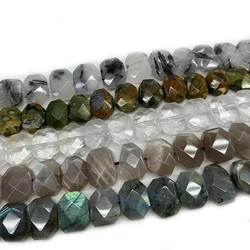 Natural Crystal Green Jasper Moonstone Labradorite Beads 15'' Faceted Square DIY Loose Beads For Jewelry Making Beads Necklace
