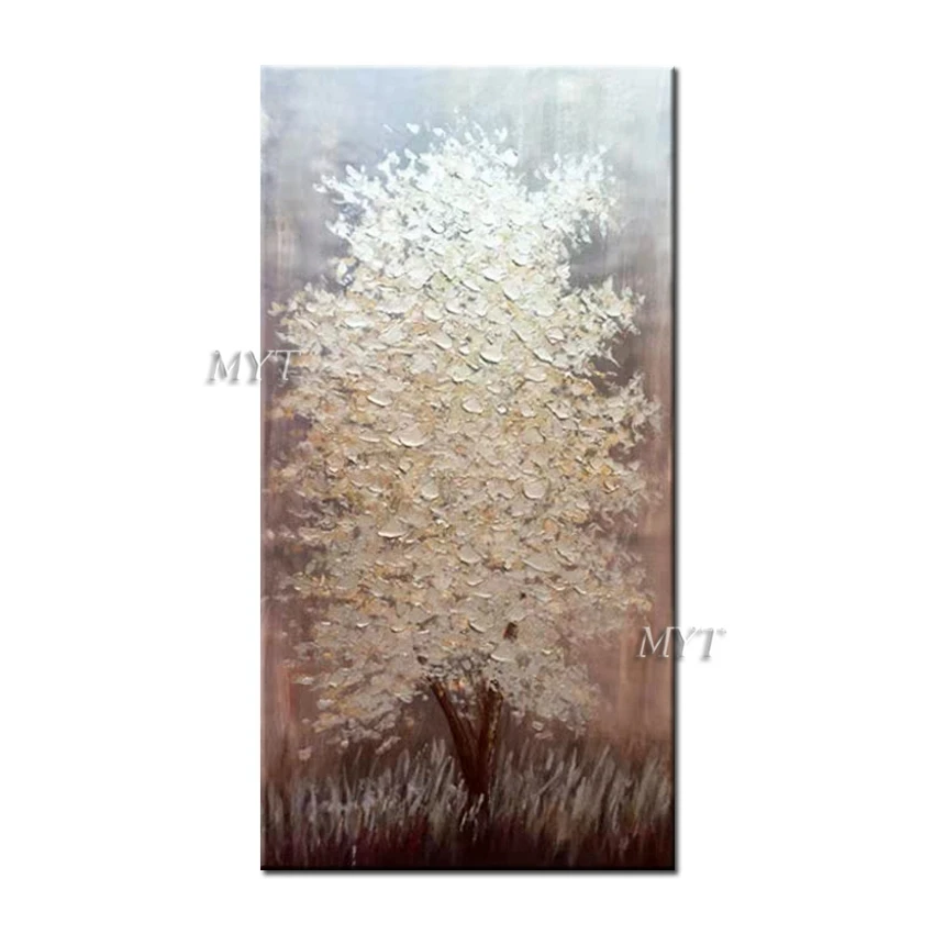 The Trees By The River And The White Trees On The Grass Abstract Oil Painting On Canvas Living Room Home Picture Modern Wall Art