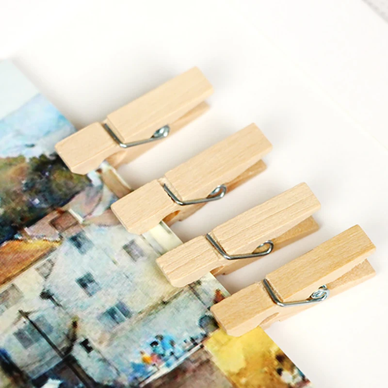 Mini Clips de madera Natural para fotos, pinzas para ropa, decoración artesanal, clavijas de 50 piezas, tamaño de mina muy pequeña, 30mm, venta al
