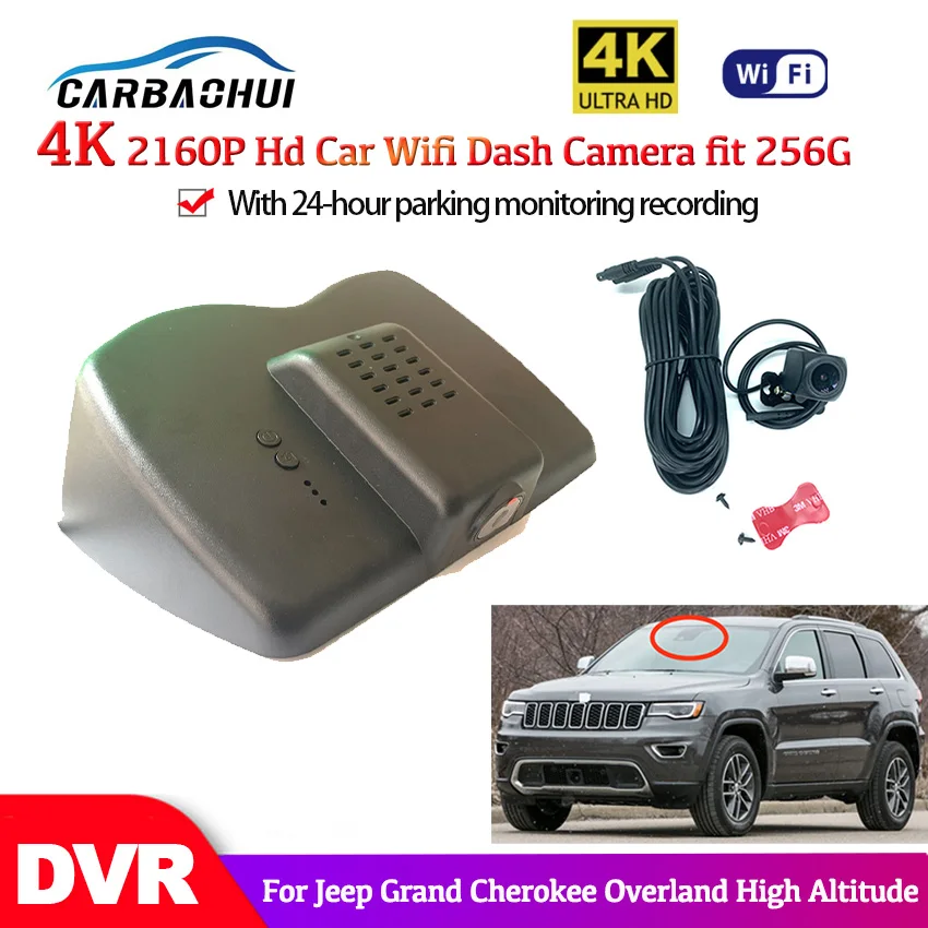 4K Wifi Hidden Car DVR Dash Cam Camera Video Recorder For Jeep Grand Cherokee Overland High Altitude 2019 2020 HD Night Vision