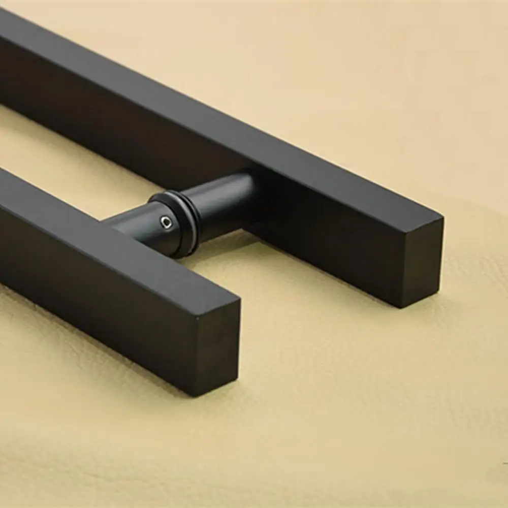 matt black Stainless steel glass / wooden door handle, Strong and durable ,Fine texture,door hardware