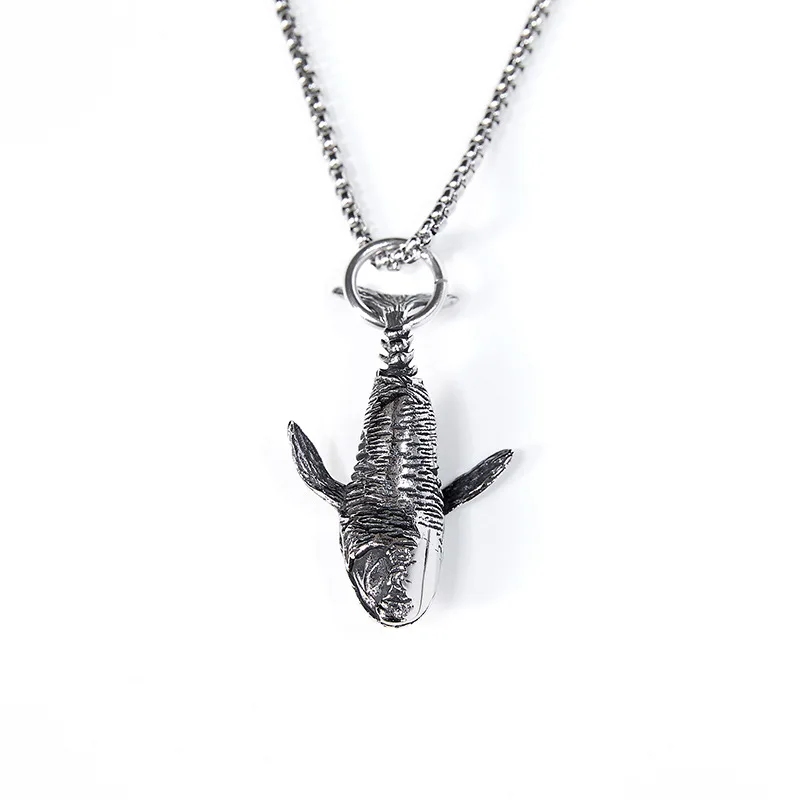 Charm Blue Whale Jumping Pendant Necklace Fashionable Men and Women Simple Necklace Sweater chain Accessories jewelry