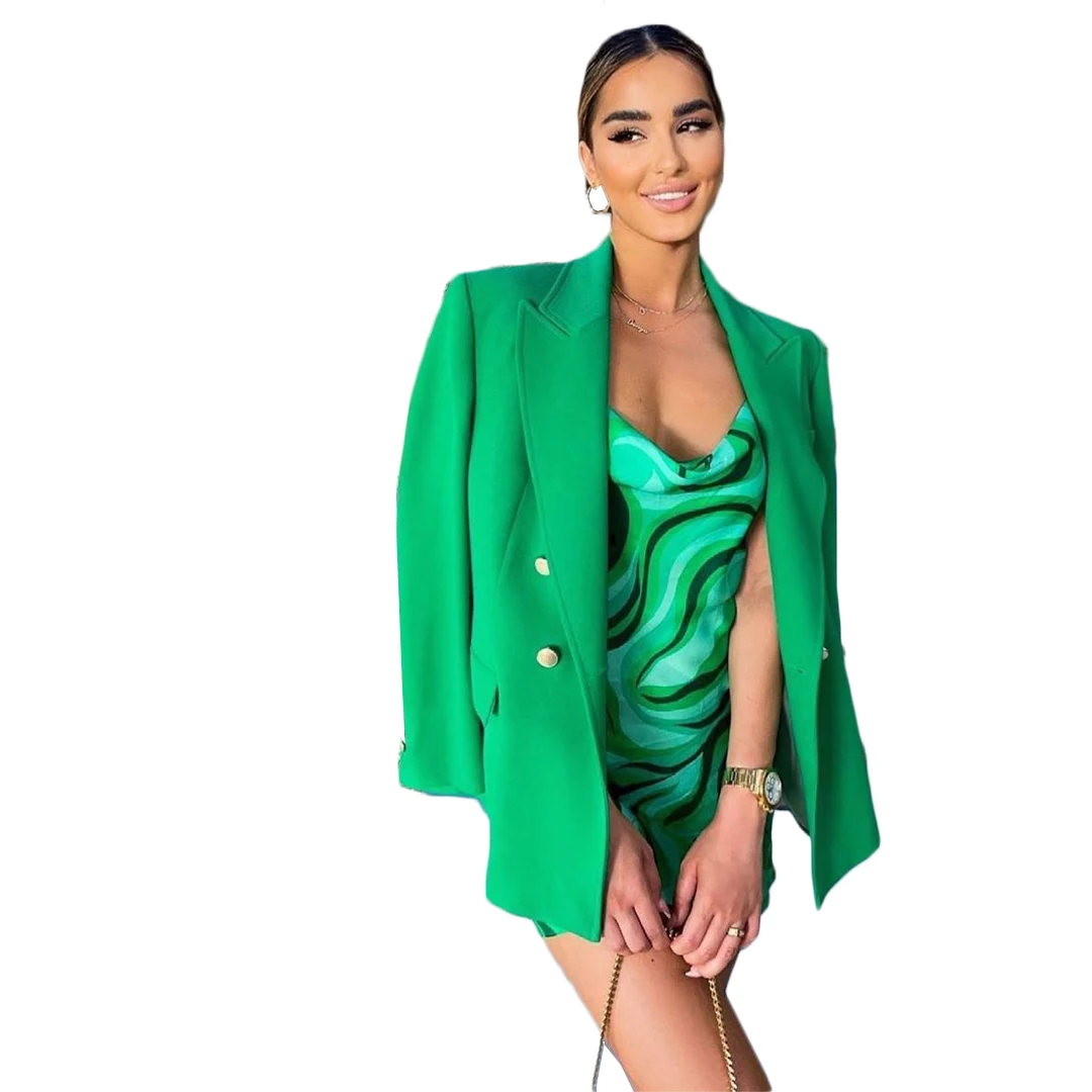 Green Women Blazer Jacket One Piece Sets Ladies Autumn Winter Outfits Work Clothes Tuxedos