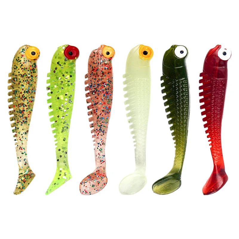 

T-tailed Soft Plastic Fishing Lure, Artificial Bait, 6 colors, 5.5cm/1.3G,15 pcs/bag FISHING GEAR