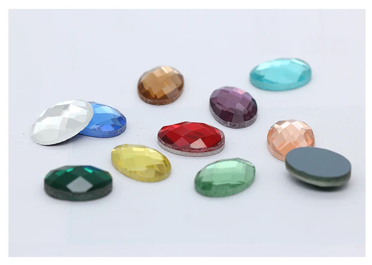 20pcs 8x10 10x14 13x18mm 18x25mm Folied back Oval Wedding Dress Rhinestones Glass Diy Glue-On Button Jewelry Making accessories