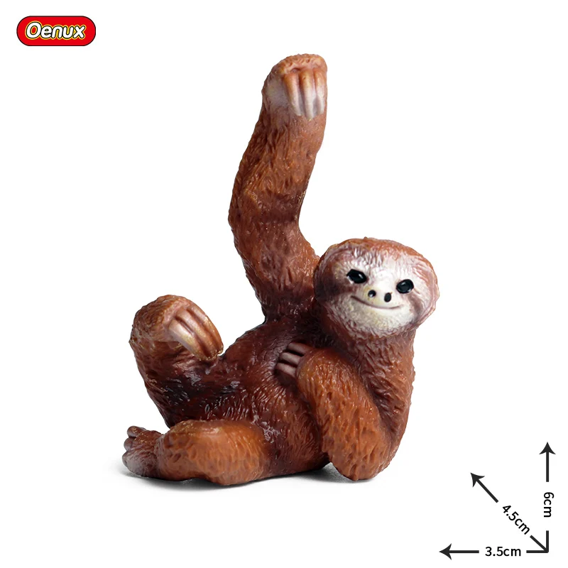 Oenux New Cute Zoo Animal Lazy Sloth Model Action Figure Lovely Folivora Sloth Climb Tree Miniature Figurines Toy Kids Xmas Gift