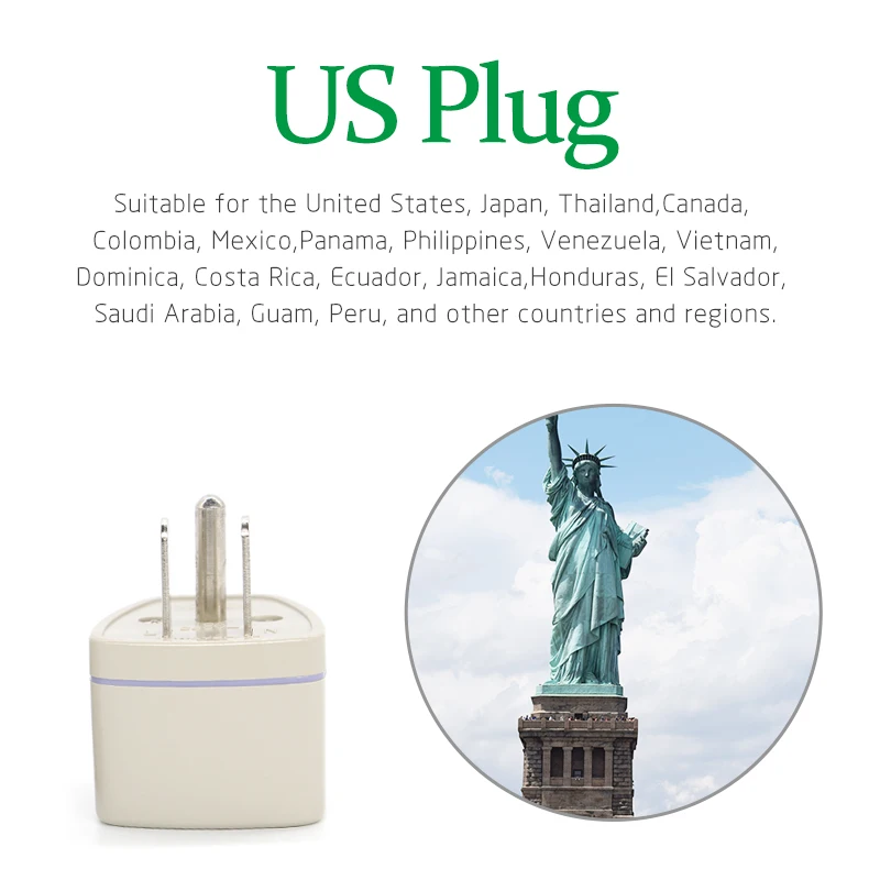 New Universal Power Adapter Travel Adaptor 3 pin US Converter AU UK EU to US USA Conversion Plug Charger For United States