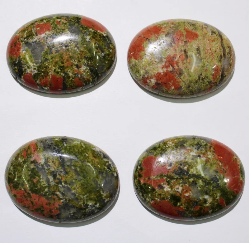 30x40MM 10pcs Natural Stone Unakite No Hole Cabochon Bead for DIY Jewelry Making Necklace Pendant Charms Accessories