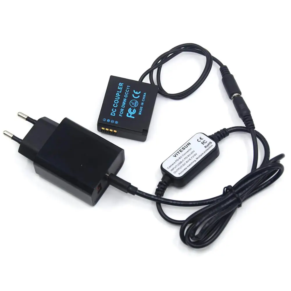 PD Charger+USB Type C Power Cable+DCC11 BLE9 BLG10 Dummy Battery for Panasonic  DMC-GF3 GF5 GF6 GX7 GX80 GX85 LX100 ZS80 TX1 GX9