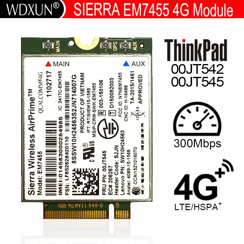 EM7455 FRU 00JT542 00JT545  LTE CAT6 for Thinkpad L460 L560 P50 P70 T460 T460S T560 X1 YOGA 2nd gen X1 Carbon X260 X270 T570