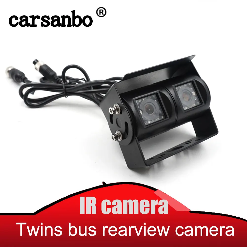 Carsanbo Bus Truck twins lens rear view ccd camera 4PIN Parking backup Reverse camera two camera In one adjustable angle DC 12V