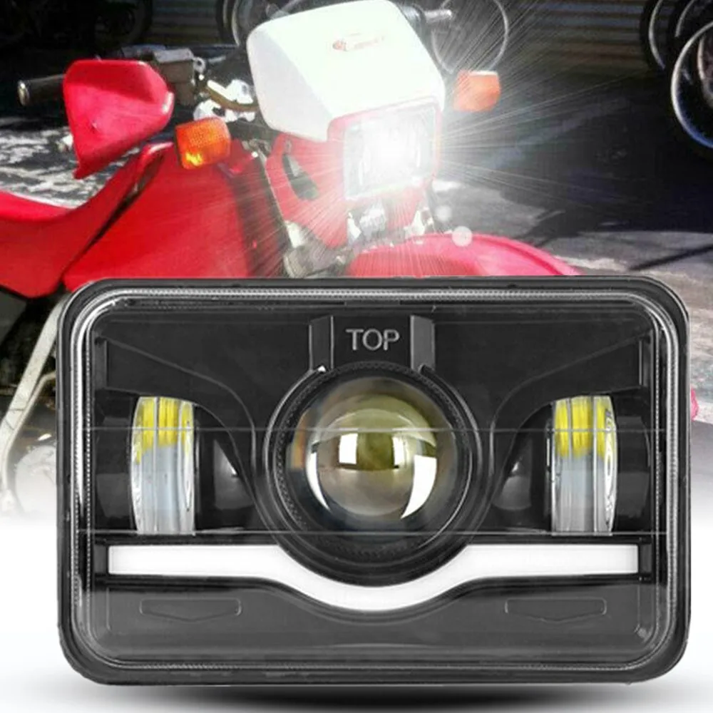 4x6 LED Headlight DRL Hi Low Black Seal Beam For Honda XR Suzuki DRZ Motorcycle Accessories Rectangular 6X4 Inch