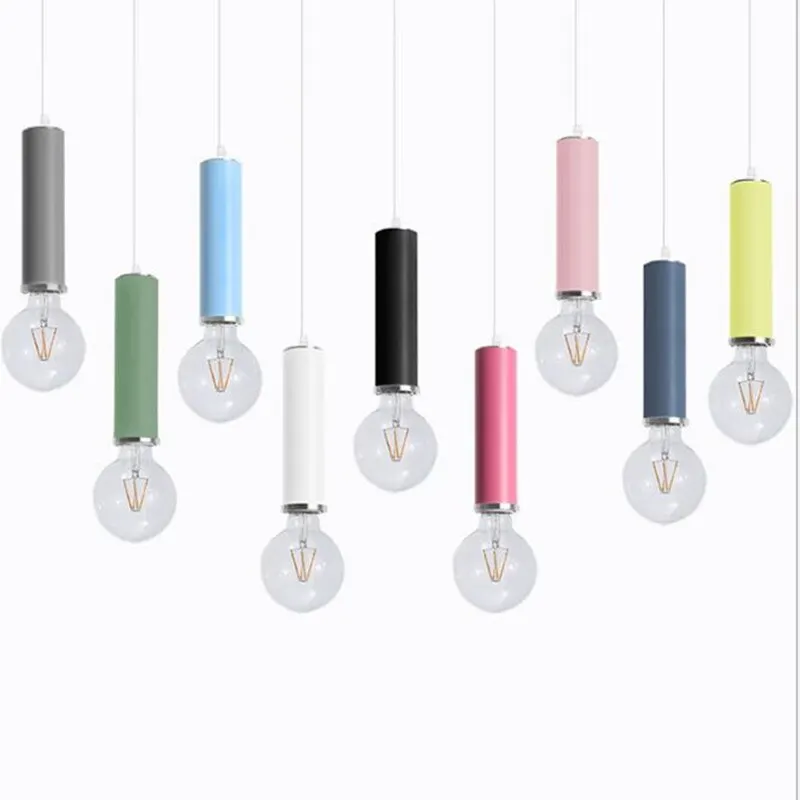 

Nordic Multicolor Art Pendant Lamp Simple Creative Personality Bar Macaroons Coffee Shop Bar Lamp Fixtures with LED Bulbs