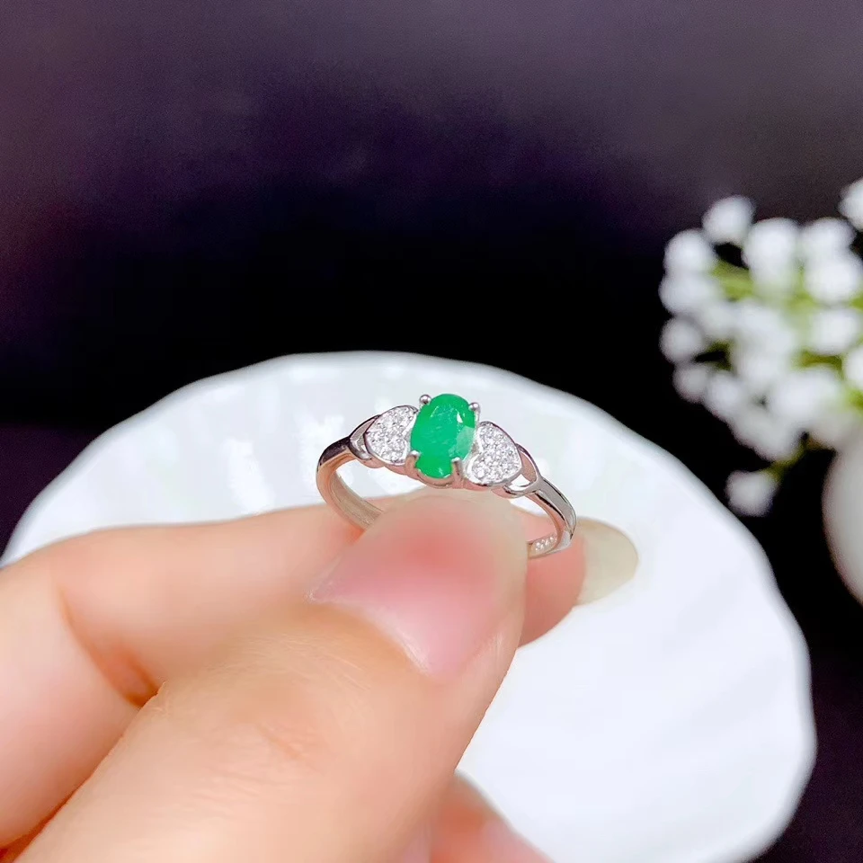 

KJJEAXCMY fine jewelry 925 sterling silver natural emerald ring new female luxury gemstone ring christmas gift party birthday