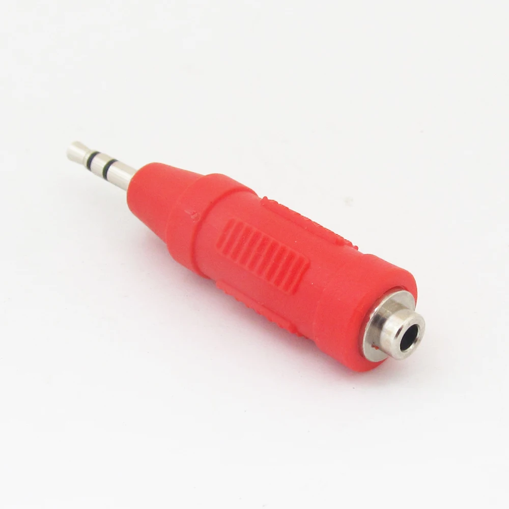 1pc Nickel 2.5mm Stereo Male to Female Straight Extension Adapter Converter Red Color