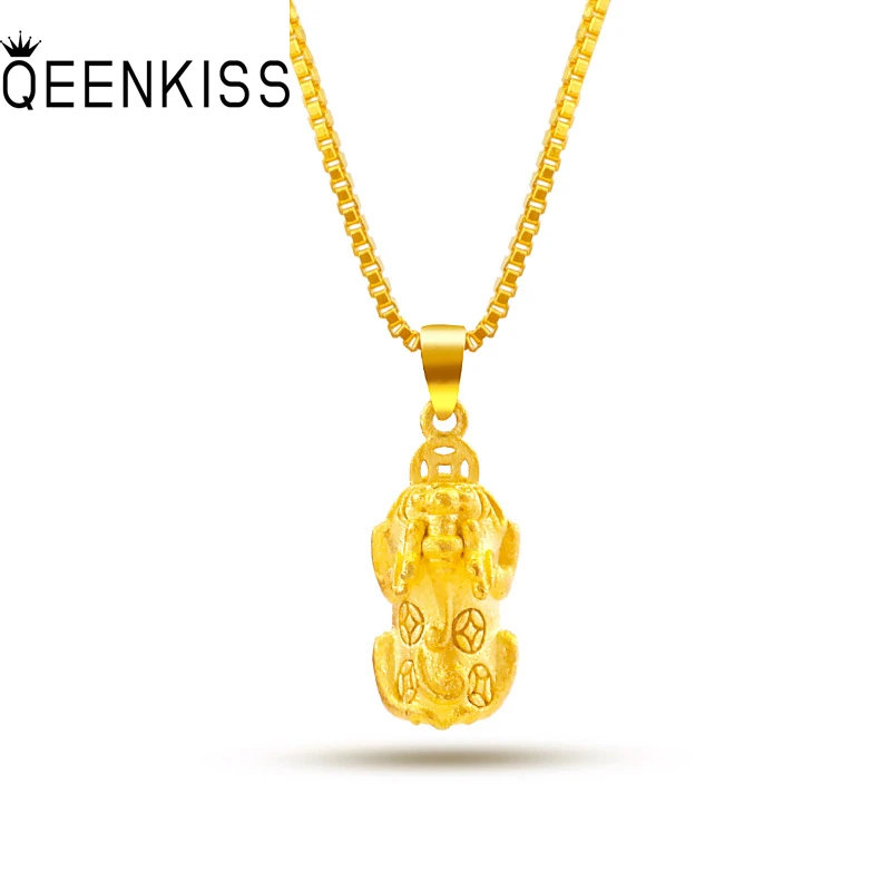 QEENKISS Vintage Gold Coin PIXIU Necklace Pendant For Women Wedding Party Birthday Christmas Bride Lady Girl Mother Gifts PT5116