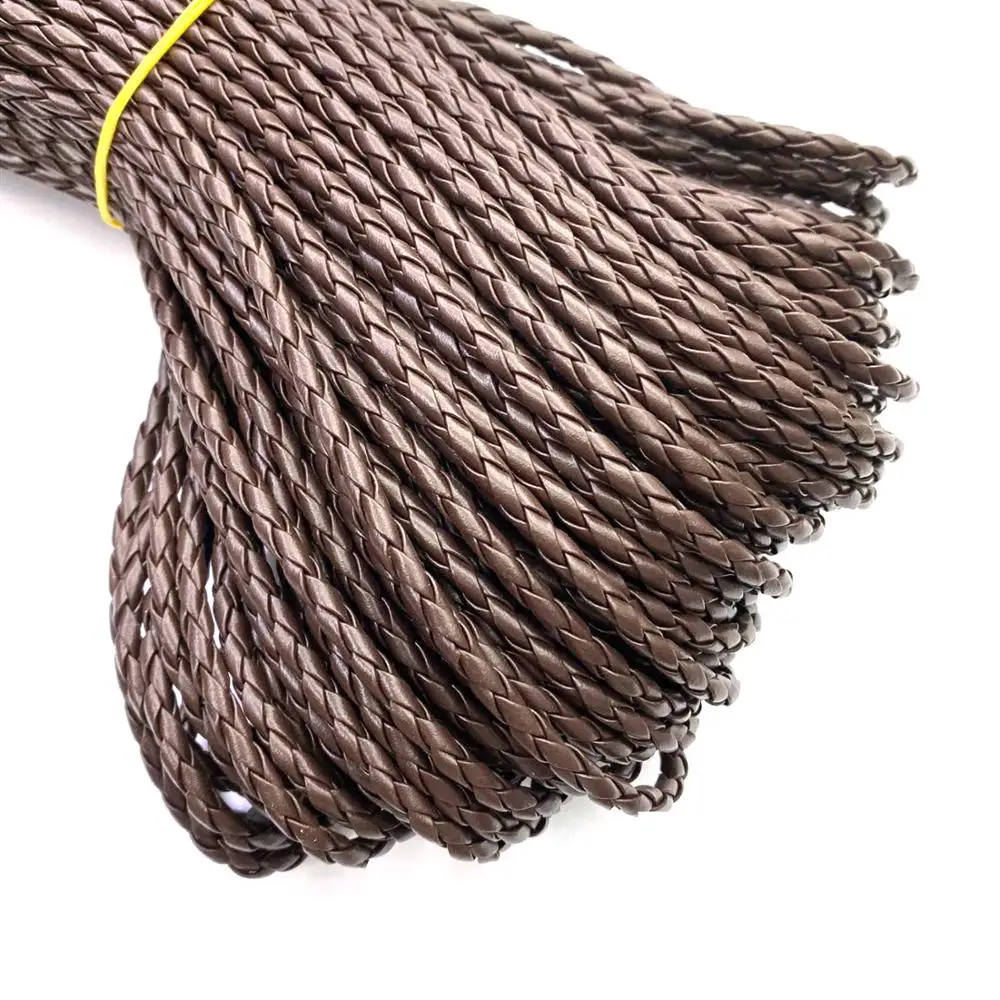 2m/lot 11 Colors  4mm Round Braided PU Leather Cord Rope Thread Necklace Bracelet for DIY Jewelry  bolo tie cord necktie